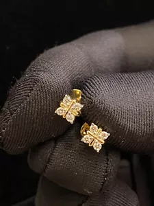0,22 Cts Runde Brilliant Cut Natürlich Diamanten Ohrstecker In 585 Fein 14K Gold - Bild 1 von 12