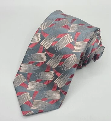  Corbata clásica de seda para hombre Givenchy Monsieur Paris gris, roja y azul abstracta de colección Foto 1 de 4