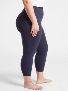 Athleta PLUS 1X Salutation Stash Pocket II Capri Tight Leggings, Navy Soft Yoga - Picture 1 of 3
