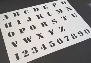 Army Style Alphabet and Numbers Airbrushing Mylar Reusable Stencil Arm Letters - Picture 1 of 1