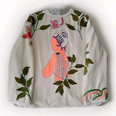  FORTE_FORTE MUSA FLORAL EMBROIDERED WOOL/COTTON JACKET COAT  .UK SIZE 10/M - Image 1 of 4