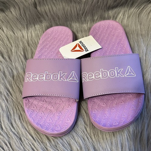Scarpe sandali slip on viola Reebok Slides bambina taglia 4 leggere NUOVE