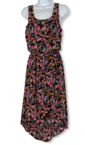MUDD Size S Black Paisley Hi Lo Challis Maxi Dress MSRP $48 NWT - Picture 1 of 8