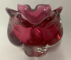 Impresionante cuenco de vidrio artístico estilo Murano vintage rosa - Imagen 1 de 6