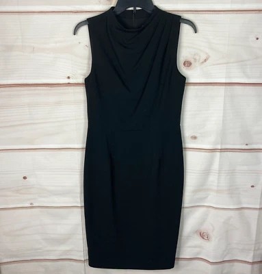 Black Halo Dress Womens 6 Black Sheath Midi Sleeveless High Neck Stretch Solid - Image 1 of 4