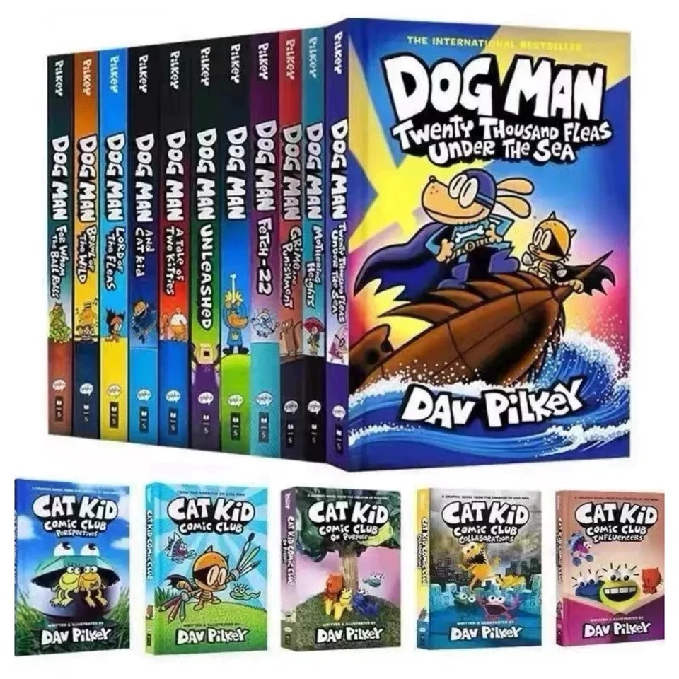 Dog Man Series Children's Collection 1-18 Books Hard Cover Set by Dav Pilkey