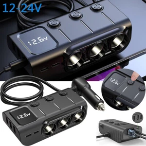 3 Way 12V 24V Multi Socket Car Cigarette Lighter Splitter USB Charger Adapter AU - Picture 1 of 14