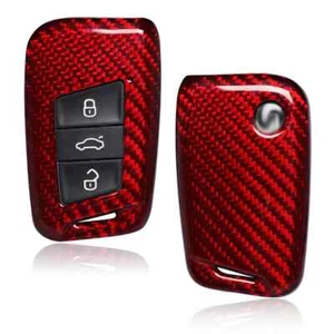 Carbon Fiber Car Key Shell Case Protector for Volkswagen VW Passat Tiguan Atlas - Picture 1 of 10