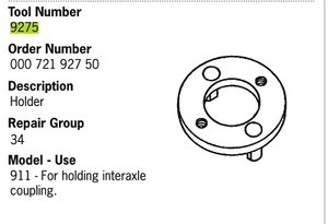 911 porsche tool Factory 9275 holder for interaxle coupling - Picture 1 of 5