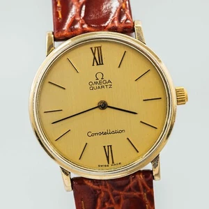 Vintage 1977 OMEGA Constellation Cal.1330 Quartz Gold Dial Roman Mens 32mm Watch - Picture 1 of 16