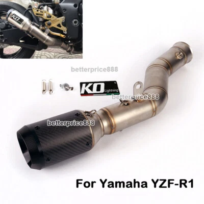 Silenciadores de fibra de carbono de enlace de tubo de escape medio para Yamaha YZF-R1 2009-2014 Foto 1 de 4