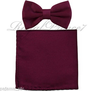 Nuevo conjunto de pajarita y pañuelo cuadrado de bolsillo pre atado púrpura oscuro berenjena para hombre - Imagen 1 de 1
