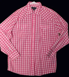 Panhandle Slim Hemd Herren Große 16,5/35 Rosa Gingham Karo Perlen Druckknopfpasse - Bild 1 von 8