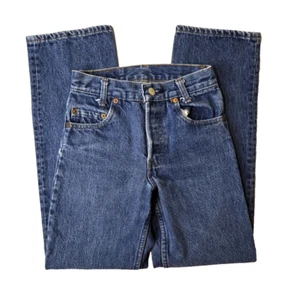 Levis Vintage USA 501 Button Fly 701-0117 Student Blue Denim Jeans Size 23x27 - Picture 1 of 8