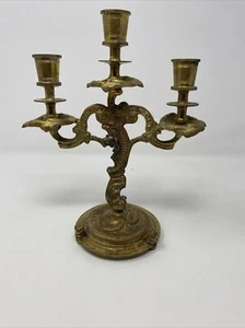 Antiguo candelabro francés boho vintage de latón - Imagen 1 de 14