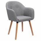 1x Dining Chair Linen Padded Breakfast Chair w/ Backrest Lounge Bedroom Kitchen