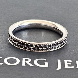 Georg Jensen MAGIC #1513B Pave Black Diamond 18 Ct. White Gold Ring Size 50 Sml - Picture 1 of 14