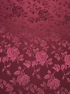 Burgundy Jacquard fabric Satin Floral rose drapery fabric BTY tablecloth 58"wide - Picture 1 of 1