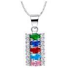 Women's Multi Color 5 Stone Necklace Pendant With Chain FREE SHIPPING Necklace