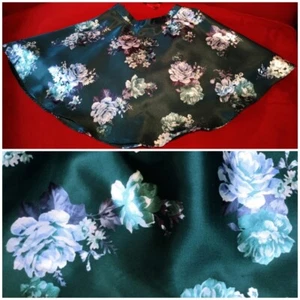 NWT 🔥City Studio Teens Emerald Satin Floral A-Line Skirt Juniors 5, waist 27 in - Picture 1 of 4
