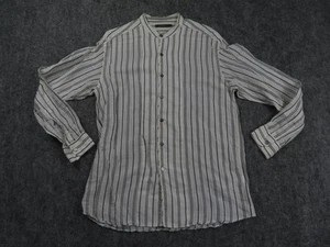 Ermenegildo Zegna Shirt Mens XL White Striped Linen Button Up Made in Italy - Picture 1 of 8