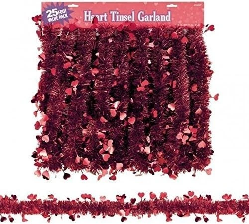 Amscan Valentine's Day Red Tinsel Garland, 25', 1 Pc - Image 1 of 1