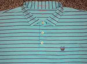 Polo para hombre B.DRADDY L VERDE AGUA a rayas con logotipo de miembro de golf SOMERSET HILLS de 1899 - Imagen 1 de 3