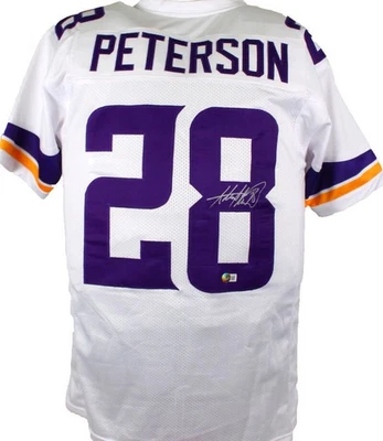 Jersey Adrian Peterson Autografiado Blanco Estilo Profesional - Beckett con Holograma *8 Foto 1 de 4
