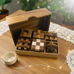 6 Wooden Puzzles Gift Set - Picture 1 of 4