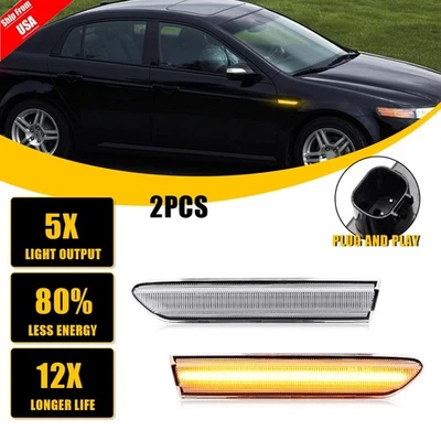 Clear Amber LED Front Side Marker Lights For 2004-08 Acura TL BASED MODELS ONLY Foto 1 de 4