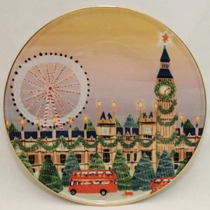 ANTHROPOLOGIE London Christmas Time In The City Dessert Salad Plate NIB - Picture 1 of 7