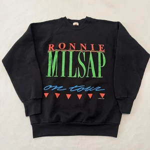 Sudadera de Colección Ronnie Milsap Para Hombre Grande Negra De Gira Cuello Redondo Pullover Años 90 - Imagen 1 de 9