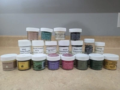 Lote de 19 frascos surtidos de polvo de gofrado Foto 1 de 4