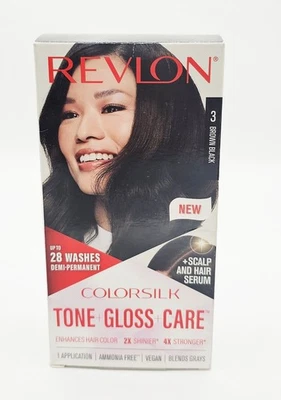 NUEVO Revlon Colorsilk Tono Brillo Cuidado Demi Permanente Color de Cabello #3 Marrón Negro Foto 1 de 4