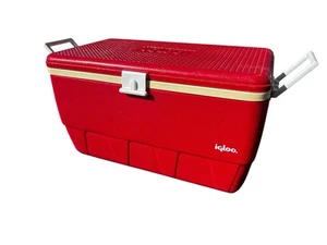 Glacière camping vintage années 80 IGLOO rouge 25 QT ! Très bon état ! - Photo 1/6