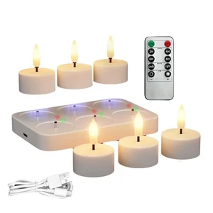 Rechargeable Flameless Tea Lights Candles with Charging Station 6Pcs1351 - Picture 1 of 9