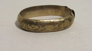 Vintage Messing Scharnier Armreif Armband, schöne Gravur am Band, beschädigt - Bild 1 von 6