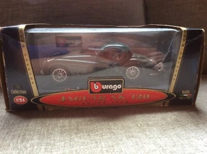 JAGUAR XK120 COUPE BRITISH RACING GREEN / CREAM INTERIOR 1:24 BURAGO MODEL BOXED - Picture 1 of 1