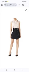 TIBI Womens Size 8 Black Skirt Signature Button Down Straight Mini - Picture 1 of 7