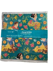 Vintage Walt Disney's Snow White Bambi Birds Gift Wrap 2 Sheets Teal 20"x24"New - Picture 1 of 6