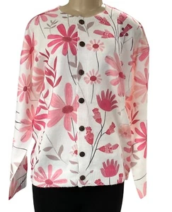 Womens Cardigan Sweater Pink daisies,3D Print Sweater Lightweight Soft Size L - Picture 1 of 2