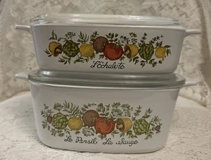 Corning Ware SPICE OF LIFE 4 Pc Set of 2 w/2 Lids Square Casserole A-1 & 1 1/2-B - Picture 1 of 15