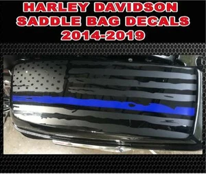 CBCDecals- Saddlebag Lid Thin Blue Line Decals for 14-22  Harley - Bild 1 von 12