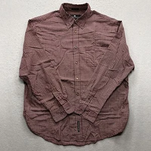 Consensus Sportswear Men's Large Maroon Red Checkered L/S Button Down - Picture 1 of 10