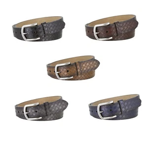 Men's Belts Engraved Casual Dress Belts 1-3/8" (35mm) Wide Vegan Belt - Picture 1 of 11