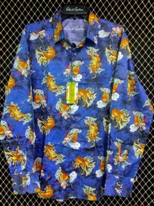 Robert Graham King Tiger Printed Classic fit Men's Holiday L large Shirt NEW  - Picture 1 of 7