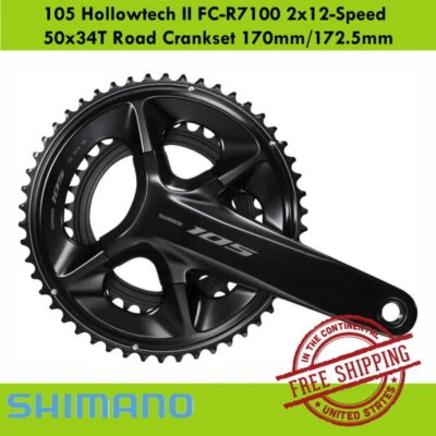 Shimano 105 Hollowtech II FC-R7100 2x12-Speed 50x34T Road Crankset 170mm/172.5mm - image 1 of 3