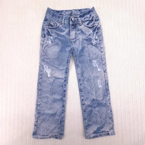 City Ink Jeans Boys 6 Blue Denim Reaxed Fit Straight Leg Skate HipHop Distressed - Picture 1 of 8