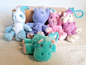 Enesco Tender Tails Plush Backpack Clips Cat Panda Monkey Elephant Hippo Lot 5 - Picture 1 of 15