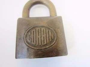 Corbin Cabinet Antique Brass Padlock Lock Patent 1849775 Vintage 1930's - Picture 1 of 3